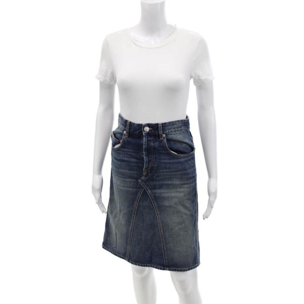 Etoile Isabel Marant Womens Cotton Buttoned Medium Wash Denim Skirt Blue Size 34